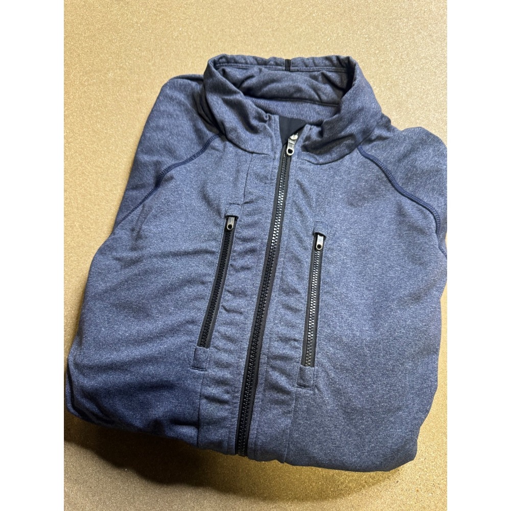 Lululemon‎ women Blue Heathered Full Zip Athletic Training Jacket Mock Neck XL